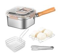 Friggitrice da cucina, padella per friggitrice ad olio profonda per di pollo, set per friggitrice a prova di fuoriuscite per uso commerciale, casa, campeggio, spiaggia, viaggi, escursioni, sala da