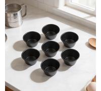 Friggitrice da forno non sagomata per crostate di popover in acciaio al carbonio mini budino set forno 6 mini torte - compatibile stampi ad aria flan impilabili 100ml/200ml (tazza corta 100ml)