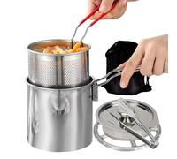 Friggitrice da tavolo, Set di da 7 pezzi in acciaio inossidabile - Friggitrice da 1,2 litri con cestello friggitrice, per cucinare pesce e pollo per il campeggio picnic e feste
