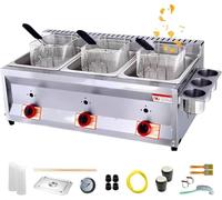 Friggitrice Doppia Vasca 30L Professionale, con Controllo Temperatura Indipendente per Vasca, Acciaio Inox 304 per Casa e Ristorante, Alta Efficienza,3 Frying Pans