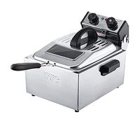 Friggitrice elettrica a forza, friggitrice elettrica in acciaio inossidabile con finestra di visualizzazione, temperatura e livello regolabili, coperchio e cestello, senza coperchio