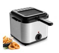 Friggitrice elettrica, capacità 2,5 litri, 1000 W, 176-374 °F | Friggitrice piccola con cestello, temperatura regolabile, coperchio trasparente, supporti fast food