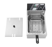 Friggitrice elettrica commerciale in acciaio inox Gastro 6L professionale con cestello, 3000 W (termostato da 60 a 200 °C, riscaldamento rapido, rubinetto di scarico, protezione contro il