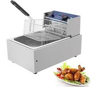 Friggitrice elettrica con cestello Friggitrice a olio in acciaio inossidabile, friggitrici elettriche con temperatura regolabile da 0 a 200 °C, acciaio inossidabile per uso alimentare 304, per cucina