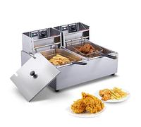 Friggitrice elettrica con doppi serbatoi rimovibili 12L 5000W Friggitrice da banco commerciale for patatine fritte di pollo Patatine fritte Per uso fai da te(No Timing no Filter)