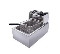 Friggitrice elettrica con grasso 2500 W 6 L friggitrice commerciale in acciaio inox zone fredde friggitrice professionale gastro con olio per ristoranti, caffetterie, sale da spuntino, 60-200 °C