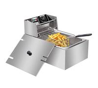 Friggitrice elettrica da 10,8 l con cestello e coperchio, friggitrice da cucina industriale in acciaio inox da 11,4 QT, per patatine fritte, ciambelle e altro, 220-240 V 2500 W