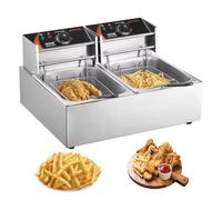 Friggitrice Elettrica Da 12 Litri Con Doppi Serbatoi Professionale 3000W Acciaio