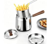 Friggitrice Elettrica Da 2 Litri, Friggitrice Da Cucina In Acciaio Inox | con filtro dell'olio in acciaio inox 304, cestello per frittura e coperchio, design a risparmio d'olio, per patatine fritte