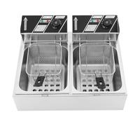 Friggitrice elettrica da 5000 W, friggitrice da 12 litri con due cestini, friggitrice in acciaio inox di qualità gastronomica con cestello filtrante, adatta per friggere patatine fritte, ali di pollo