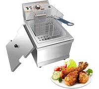 Friggitrice elettrica da banco con cestello solido di facile montaggio, acciaio inossidabile coercitivo, per cucina, ristorante, temperatura regolabile per cucinare patatine fritte di pollo