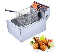Friggitrice elettrica da banco con cestello solido di facile montaggio, acciaio inossidabile coercitivo, per cucina, ristorante, cottura a temperatura regolabile di patatine fritte di pollo