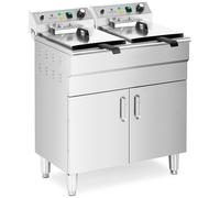 Royal Catering Friggitrice elettrica doppia - 26 L - 10.000 W - Rubinetto di scarico - Zona fredda - Con mobile RCPKF 26DSH