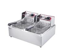 Friggitrice elettrica in acciaio inossidabile, macchina per friggere a forza, con cestello e coperchio, per la cottura di alimenti da banco per ristoranti a forza (8L/12L) (8L)