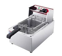 Friggitrice elettrica in acciaio inossidabile, macchina per friggere commerciale, con cestello e coperchio, per la cottura di alimenti per famiglie sul bancone di ristoranti commerciali (8L/12L)