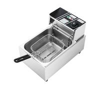 Friggitrice elettrica in acciaio inox, 6 l, friggitrice per cucina con zone fredde, 2500 Watt con coperchio