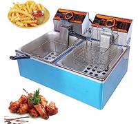 Friggitrice elettrica in acciaio inox a coclea con cestello e coperchio, 5,5 litri 11 litri facile da pulire, friggitrice elettrica da banco, friggitrice ad aria per zappa e cilindro in acci