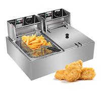 Friggitrice elettrica per patatine fritte, grandi padelle per patatine fritte con cestello e coperchio, 12L, 5000W, friggitrice in acciaio inossidabile per ristoranti e cucine commerciali