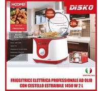 Friggitrice Elettrica ad Olio con Cestello ad Immersione 2Lt Fryer 1450W Hoomei [EEK: Conforme]