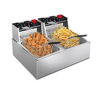 Friggitrice elettrica professionale con cestello, macchina per friggere da cucina ad alta capacità, con funzione di controllo di tempo e temperatura, per uso commerciale e domestico (10,8 l + 10,