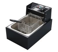 Friggitrice Elettrica Professionale E Domestica Friggitrice A Temperatura Regolabile Di Grande Capacità Cestello Di Frittura Rimovibile For Patatine Fritte Pollo Altro(Black,Single cylinder)