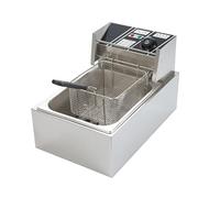 Friggitrice Elettrica Professionale E Domestica Friggitrice A Temperatura Regolabile Di Grande Capacità Cestello Di Frittura Rimovibile For Patatine Fritte Pollo Altro(Silver,Single cylinder)
