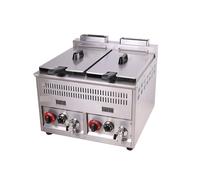 Friggitrice elettrica professionale friggitrice mono/doppio strato in acciaio inox for patatine fritte da banco con coperchio Sicurezza Facile Da Pulire(Double cylinder gas fryer)
