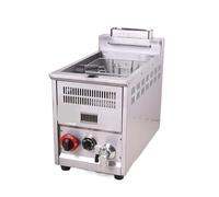 Friggitrice elettrica professionale friggitrice mono/doppio strato in acciaio inox for patatine fritte da banco con coperchio Sicurezza Facile Da Pulire(Single cylinder gas fryer)