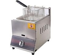 Friggitrice, friggitrice a gas commerciale, friggitrice in acciaio inox con 1-2 cestini per friggitrice, pentola per olio rimovibile portatile e controllo della temperatura, per ristoranti commerciali