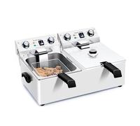 Friggitrice - Friggitrice elettrica Professionale con cestello, Temperatura e Tempo Regolabili per Pollo Fritto, Patatine Fritte, Alette di Pollo, 230 V, 2800 W (2,65 galloni) (10 l × 2 + Timer)