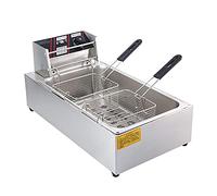 Friggitrice, Friggitrice Friggitrice, Cilindro singolo in acciaio inox elettrico con cestello e controllo della temperatura Perfetto per pollo fritto Gamberetti Patatine fritte Facile da usare pe