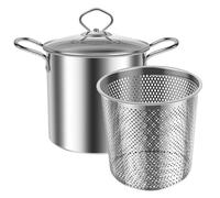 Friggitrice - Friggitrice per filtro olio | Pentola per friggere in acciaio inossidabile | Pentola pratica per friggere sicura | Pentola per patatine fritte dal design versatile per cucinare, patatine