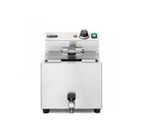 HENDI Friggitrice, con rubinetto di scarico, può essere impostata fino a 190°C, zona fredda, con cestelli e coperchi, 10L, 400V, 6600W, 302x687x(H)375mm, acciaio