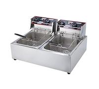Friggitrice in acciaio inossidabile, friggitrice elettrica commerciale con timer e controllo della temperatura, doppio cestello staccabile di grande capacità per la cucina di casa del ristorante,