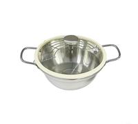 Friggitrice in acciaio inox 20 cm con colino e coperchio, filtro antigrasso per arrostire in modo sano patatine e pollo in cucina, lavabile in lavastoviglie, argento