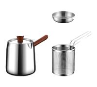 Friggitrice in acciaio inox 304 con cestello e manico in noce, capacità 1,5 l/2,0 l, per cucina domestica, piano cottura a gas e induzione compatibile A-3