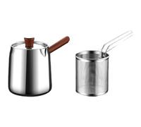 Friggitrice in acciaio inox 304 con cestello e manico in noce, capacità 1,5 l/2,0 l, per cucina domestica, piano cottura a gas e induzione compatibile A-2