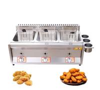 Friggitrice in acciaio inox con potenza di fuoco regolabile, grande capacità, include scatola per condimenti, cestino e coperchio, ideale per ristoranti, bancarelle di fast food e uso domestico