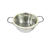 Friggitrice in acciaio inox da 20 cm con filtro e coperchio in silicone, pentola per olio di grado 304 per friggere sano, facile guida per versare, pentole da cucina lavabili in lavastoviglie, argento