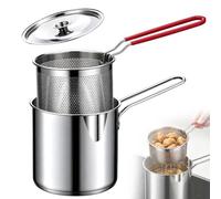 Friggitrice in Acciaio Inox Mini Friggitrice A Olio Multifunzione | con cestello da 1200 ml e filtro a maglia fine, pinza resistente al calore, compatibile con gas, induzione