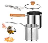 Friggitrice in acciaio per uso domestico - Vaso filtro olio con grande capacità, pentola per friggitrice, pentole robuste da cucina, contenitore per grasso, accessorio di cottura affidabile per
