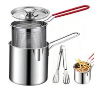 Friggitrice multifunzionale in acciaio inox 304, resistente agli spruzzi, design con cestello filtrante e cestello per friggere, pentola con filtro dell'olio in acciaio inox, per cucina, friggere e