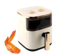 Friggitrice per Aria Digitale 6L, Cucina Rapida da 1200 W, Timer 30 Minuti, Doppie Manopole per Un Facile Funzionamento, Grande Finestra per Chiara Visibilità, per Uso Domestico
