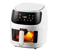 Friggitrice per aria in vetro da 8 in 1, friggitrice ad aria grande 5 QT con cesto di vetro a vista facile, aria calda a 360 ° e temperatura regolabile a chiusura automatica,Bianca