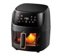 Friggitrice per aria in vetro da 8 in 1, friggitrice ad aria grande 5 QT con cesto di vetro a vista facile, aria calda a 360 ° e temperatura regolabile a chiusura automatica,Nero