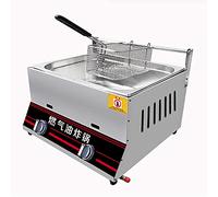 Friggitrice professionale con cestello e coperchio, friggitrice a gas da banco in acciaio inox per patatine fritte per uso commerciale, per ristoranti e uso domestico (12 l + 1 cestello per patat