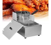 Friggitrice Professionale, Friggitrice Elettrica con Cestello, Friggitrice da Banco in Acciaio Inox, Friggitrice A Temperatura Controllata di Grande capacità (6l 2.5kw Timing)