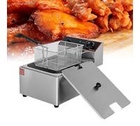Friggitrice Professionale, Friggitrice Elettrica con Cestello, Friggitrice da Banco in Acciaio Inox, Friggitrice A Temperatura Controllata di Grande capacità (6l 2.5kw)