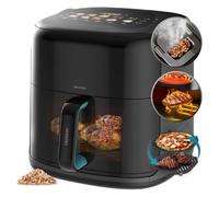 Cecotec Friggitrice ad Aria 8,5L - Air Fryer Cecofry&Grill Smokin'Prime 8500. 2300W, 3in1: Friggitrice, Grill, Piastra. Affumicatore integrato, Temp.40-200°C, Parete Divisoria Mobile, Cottura uniforme