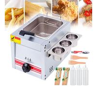 Friggitrice tradizionale, friggitrice a gas professionale con griglia per condimenti e bottiglie per salse, con manopola di controllo indipendente, adatta per pollo fritto, gamberi, pesce, 10 l (